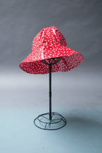 Load image into Gallery viewer, Red Polkadot Unlined Rain Hat (RH 0917A)