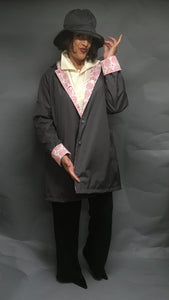 *Women's Nickel Grey Outer Reversible Raincoat (RR/C 1016B)