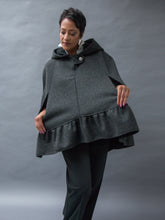 Load image into Gallery viewer, Charcoal Wool &amp; Fleece Cape (WCW0525E)