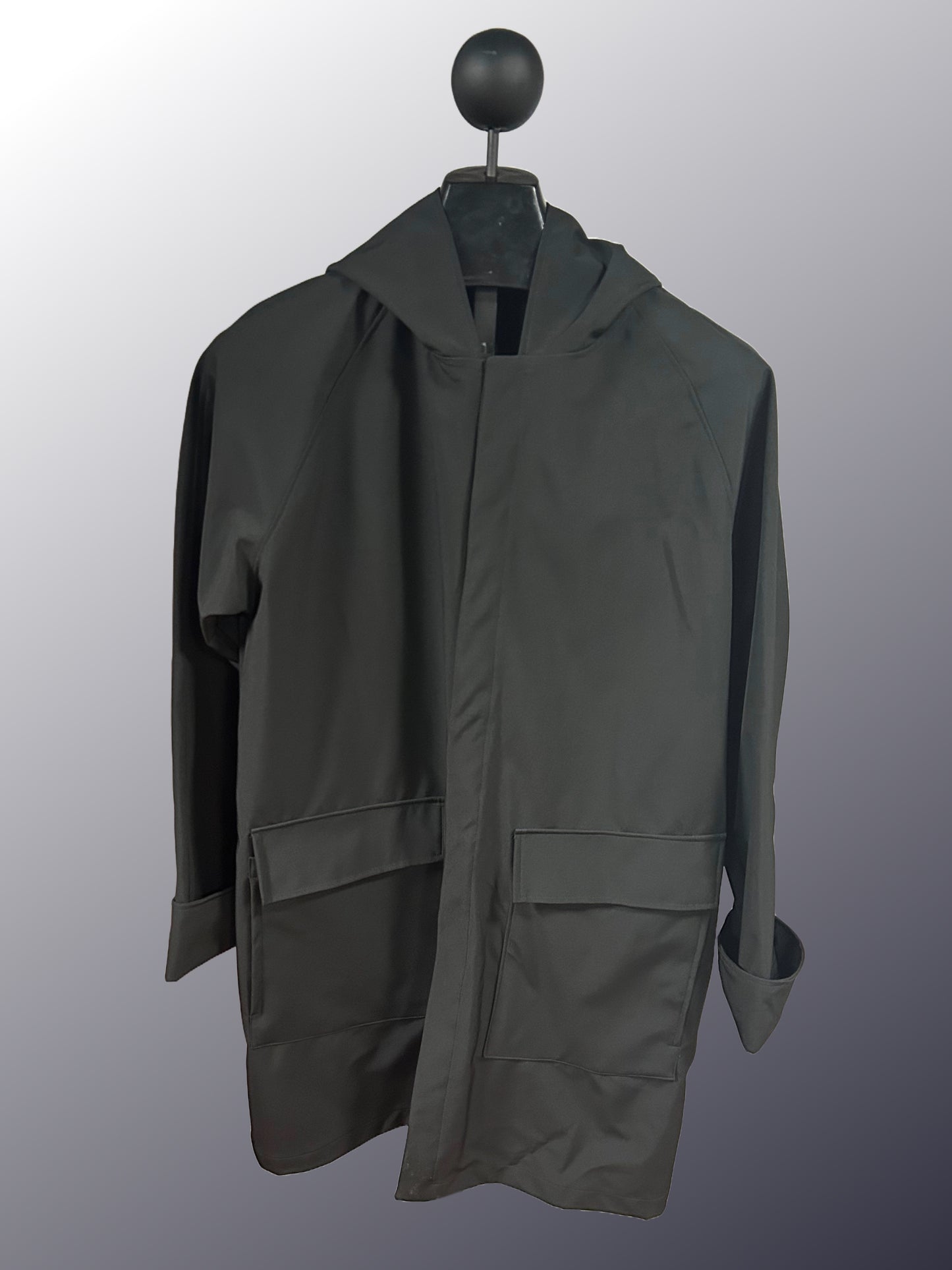 Men's Black Mesh Lined Snap All-Weather Coat (MM0525D)
