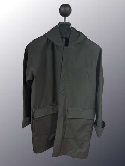Men's Black Mesh Lined Snap All-Weather Coat (MM0525D)