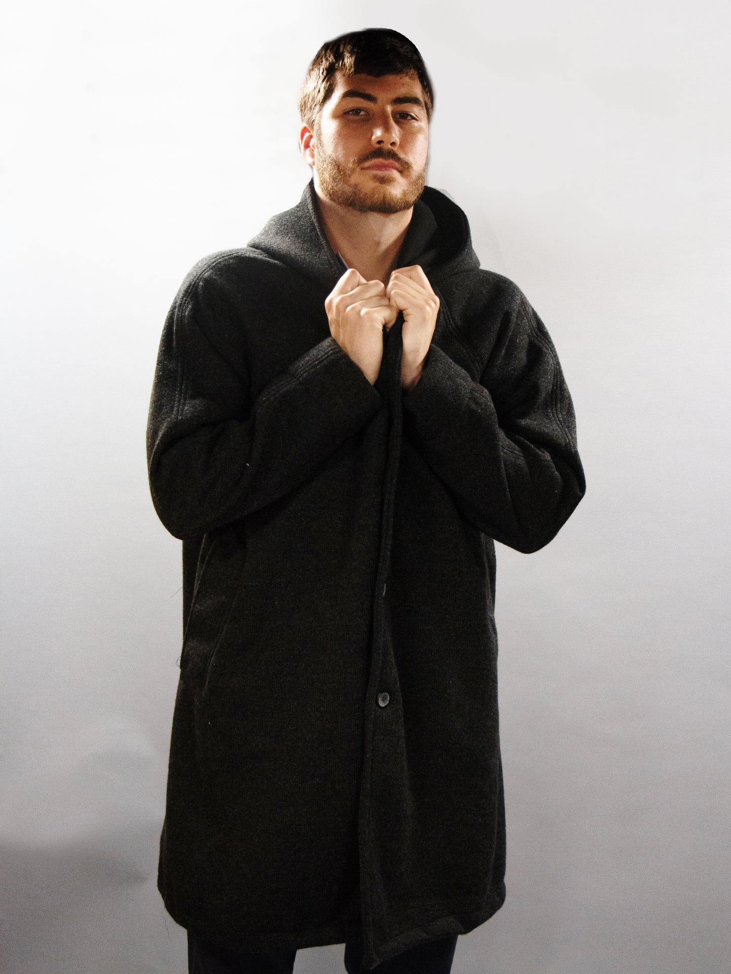 Men's Charcoal Wool & Fleece Cold Weather All-Weather Coat (MCW0525B)