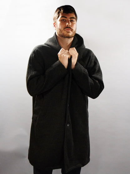 Men's Charcoal Wool & Fleece Cold Weather All-Weather Coat (MCW0525B)