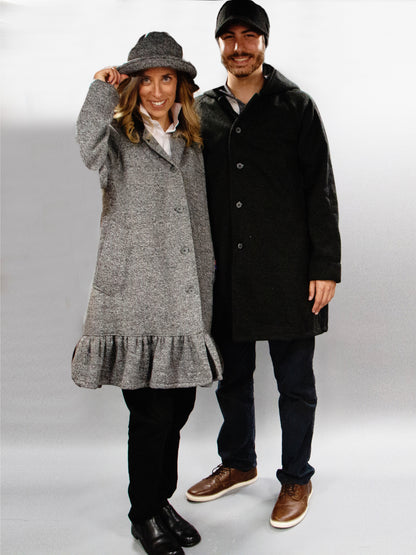 Men's Charcoal Wool & Fleece Cold Weather All-Weather Coat (MCW0525B)