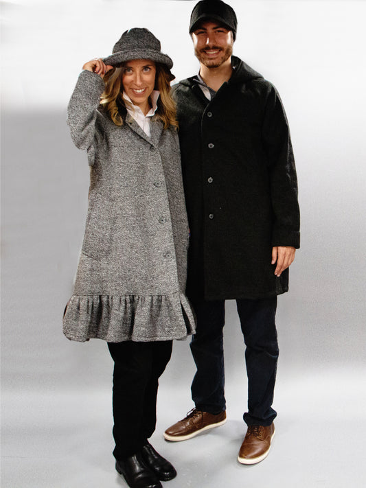 Men's Charcoal Wool & Fleece Cold Weather All-Weather Coat (MCW0525B)