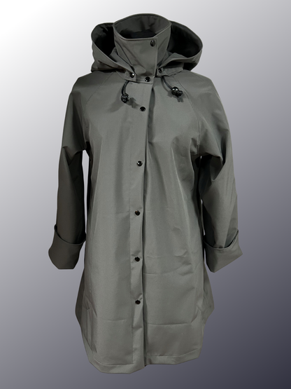 Women's Charcoal Mesh Lined Snap All-Weather Coat (WM0126C)