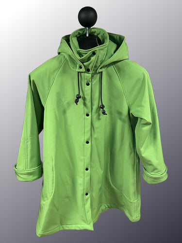*Women's Green Apple Fleece Lined Snap Raincoat (WF2025E)