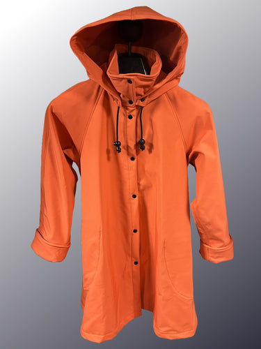 *Women's Hot Coral Fleece Lined Snap Raincoat (WF2025C)