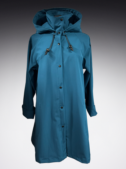 Women's Moroccan Blue Mesh Lined Snap All-Weather Coat (WM1025C)