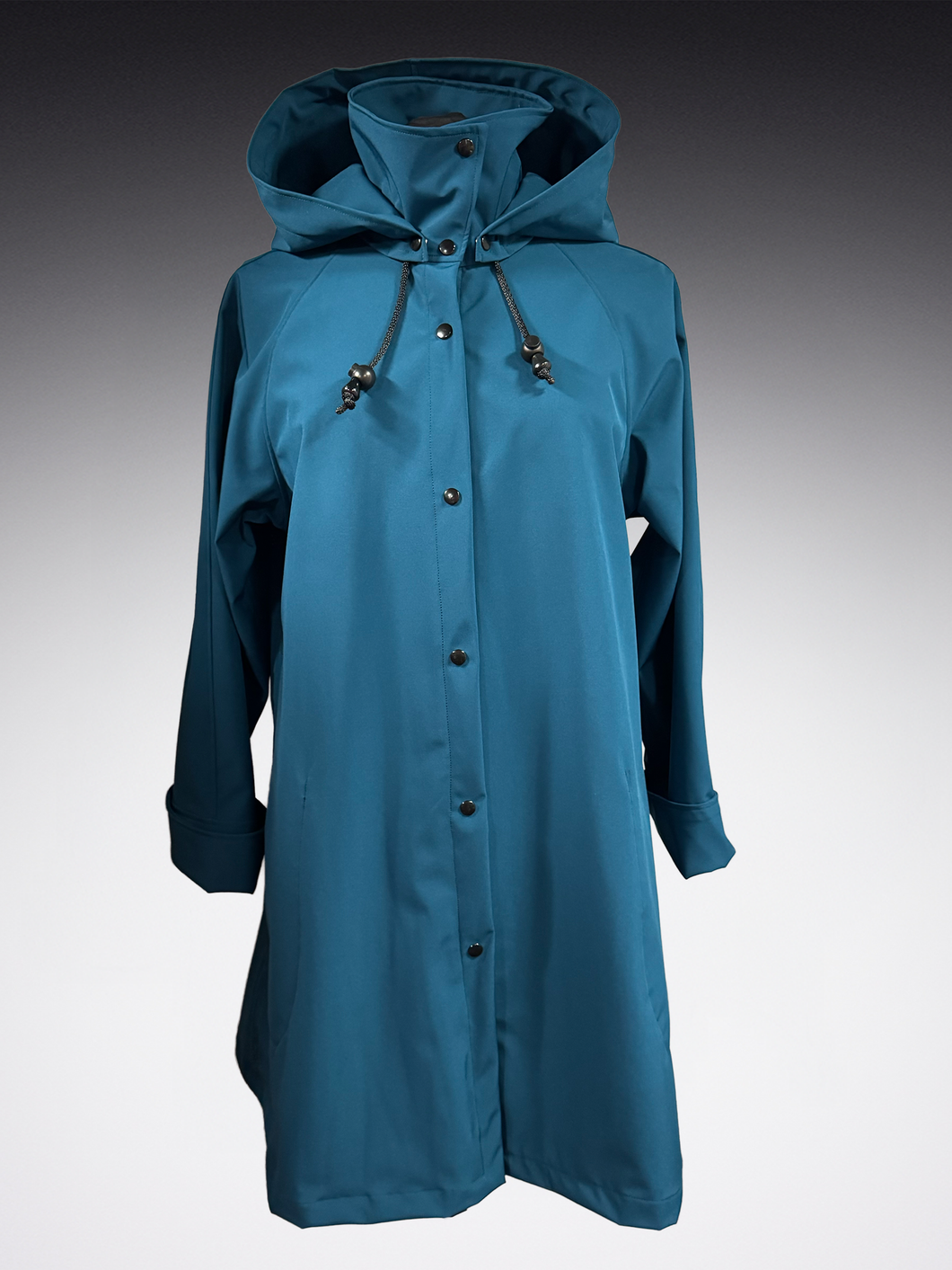 *Women's Moroccan Blue Mesh Lined Snap Raincoat (WM1025C)