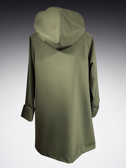 Women's Olive Mesh Lined Snap All-Weather Coat (WM1025A)