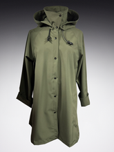 Load image into Gallery viewer, *Women&#39;s Olive Mesh Lined Snap Raincoat (WM1025A)