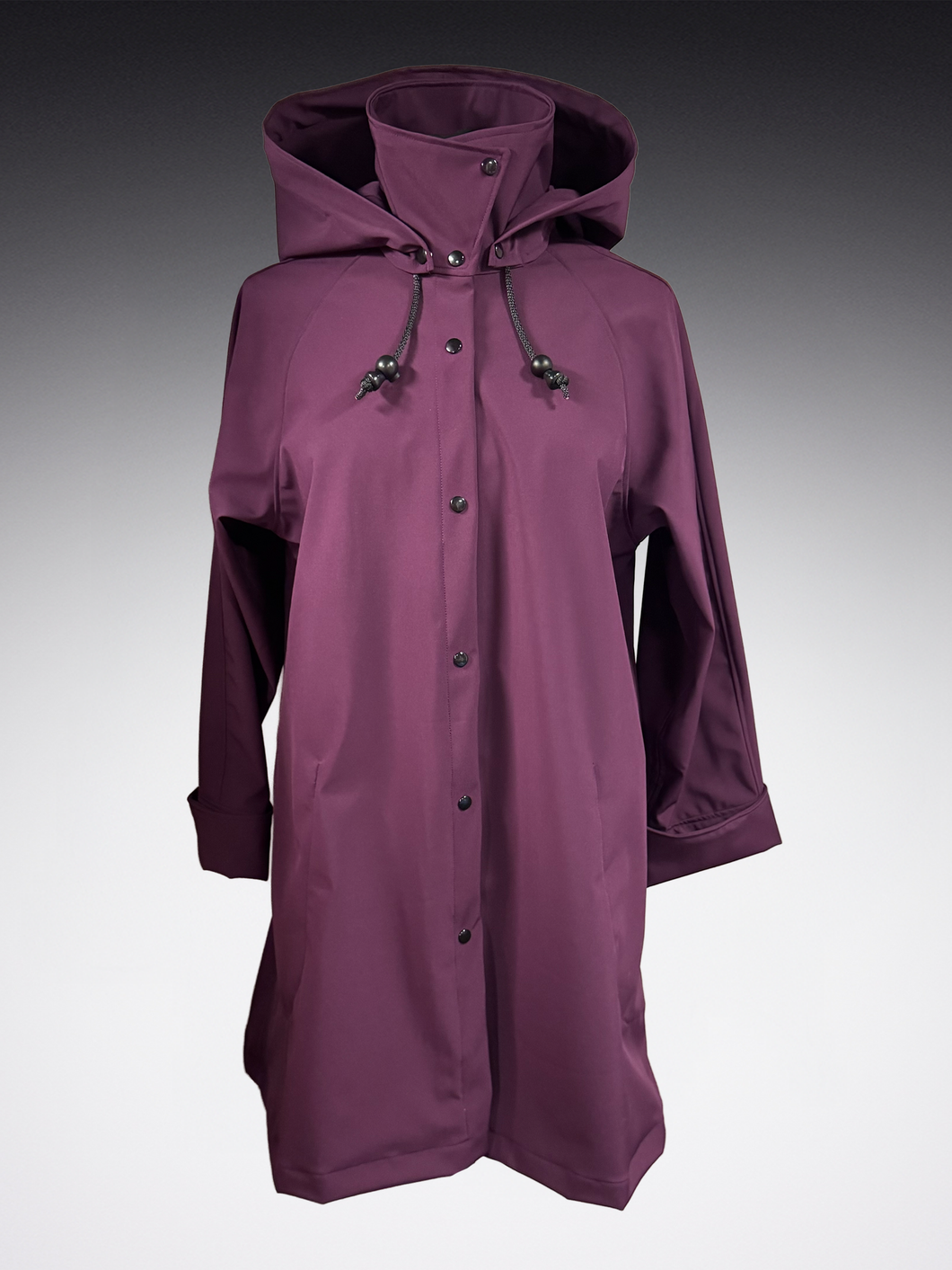 *Women's Plum Mesh Lined Snap Raincoat (WM1025B)