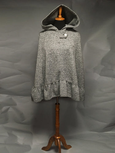Salt & Pepper Wool & Fleece Cape (WCW0525A)