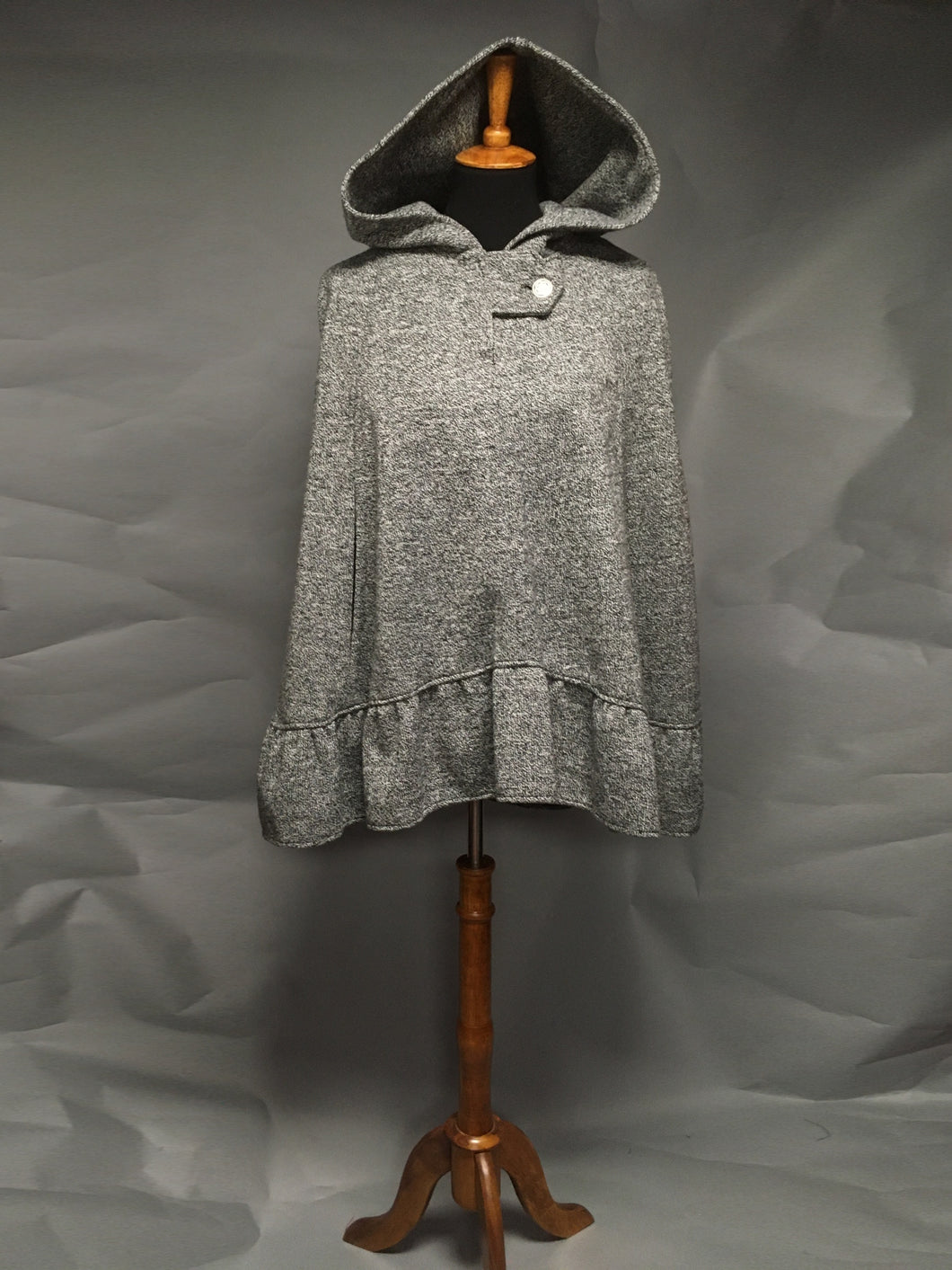 Salt & Pepper Wool & Fleece Cape (WCW0525A)