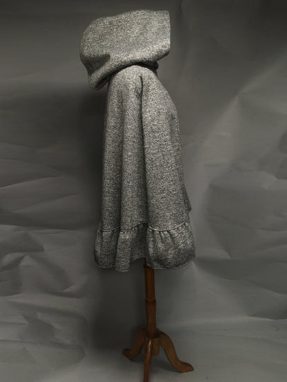 Salt & Pepper Wool & Fleece Cape (WCW0525A)