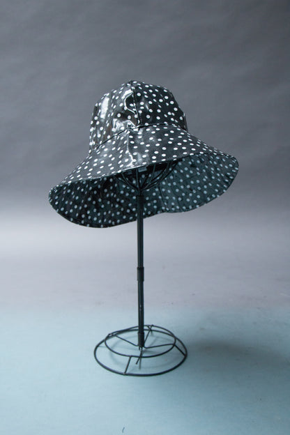 Black Polkadot Unlined All-Weather Hat (RH 0917B)