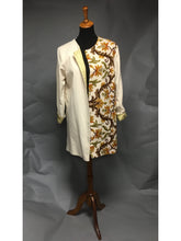 Load image into Gallery viewer, *Lined Twill Coat with Vintage Crewelwork Panel and Handwoven Silk Lining