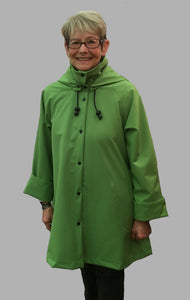 *Women's Green Apple Mesh Lined Snap Raincoat (SM0919J)