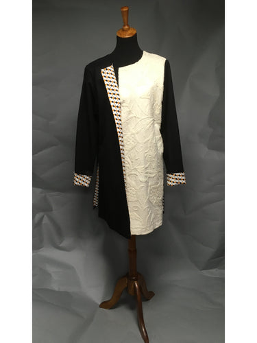*Vintage Pearl White Crewelwork Pieced Sabrina Coat