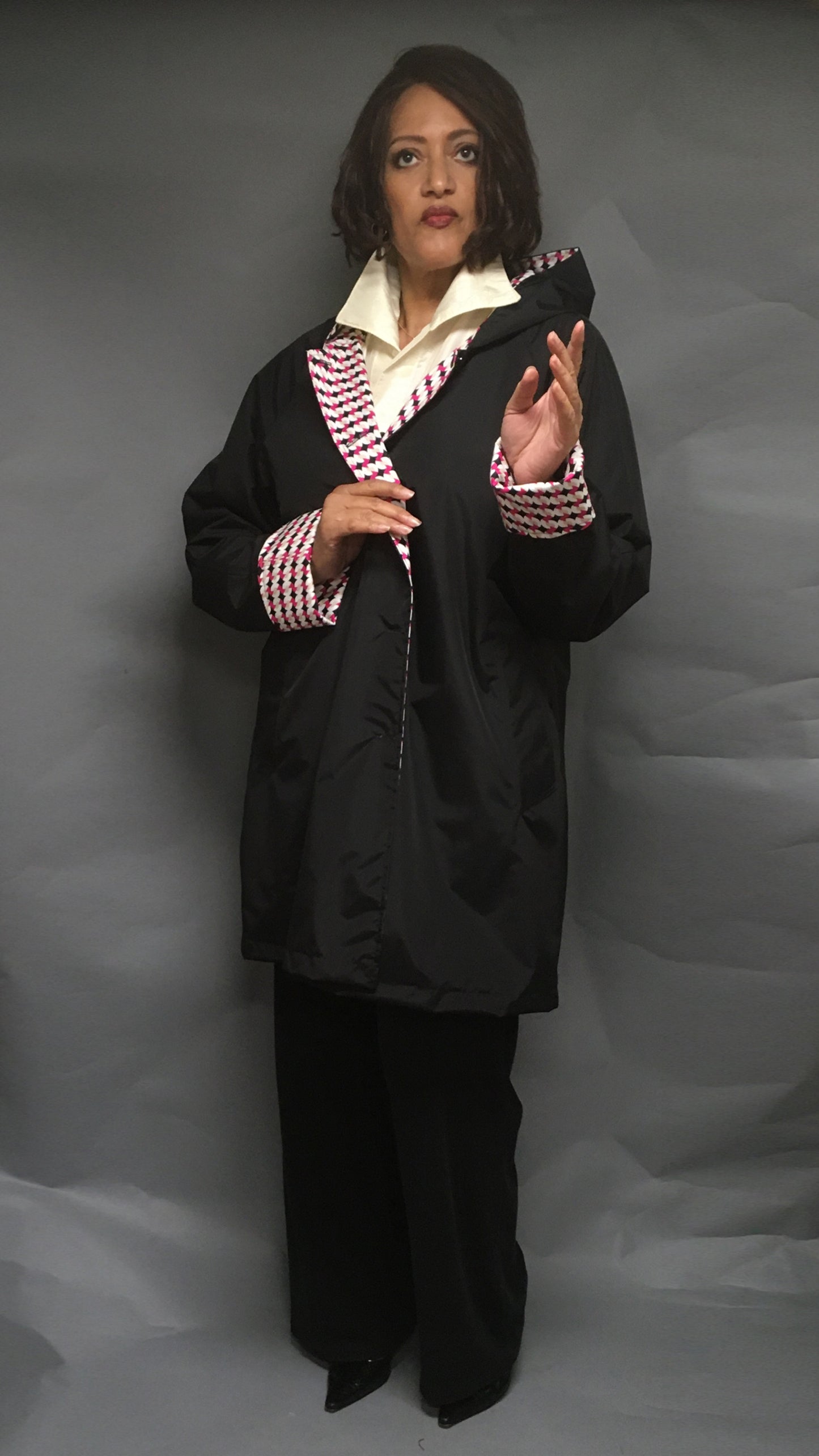 Women's Black Outer Reversible All-Weather Coat (RR/C 0614A)