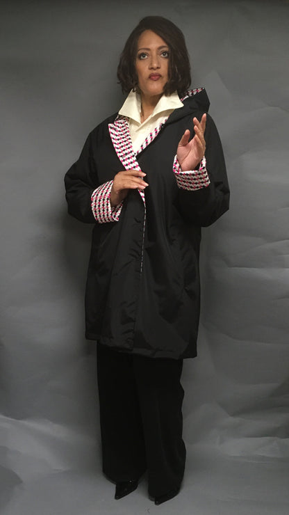 Women's Black Outer Reversible All-Weather Coat (RR/C 0614A)