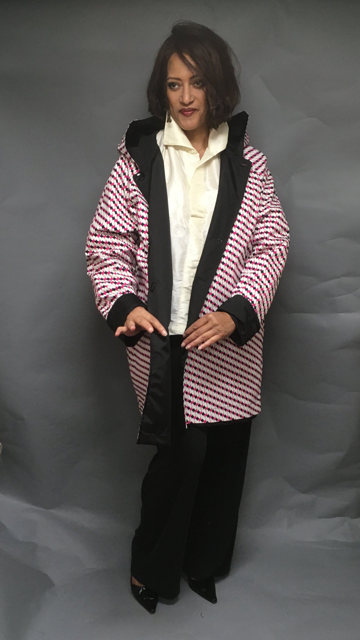Women's Black Outer Reversible All-Weather Coat (RR/C 0614A)