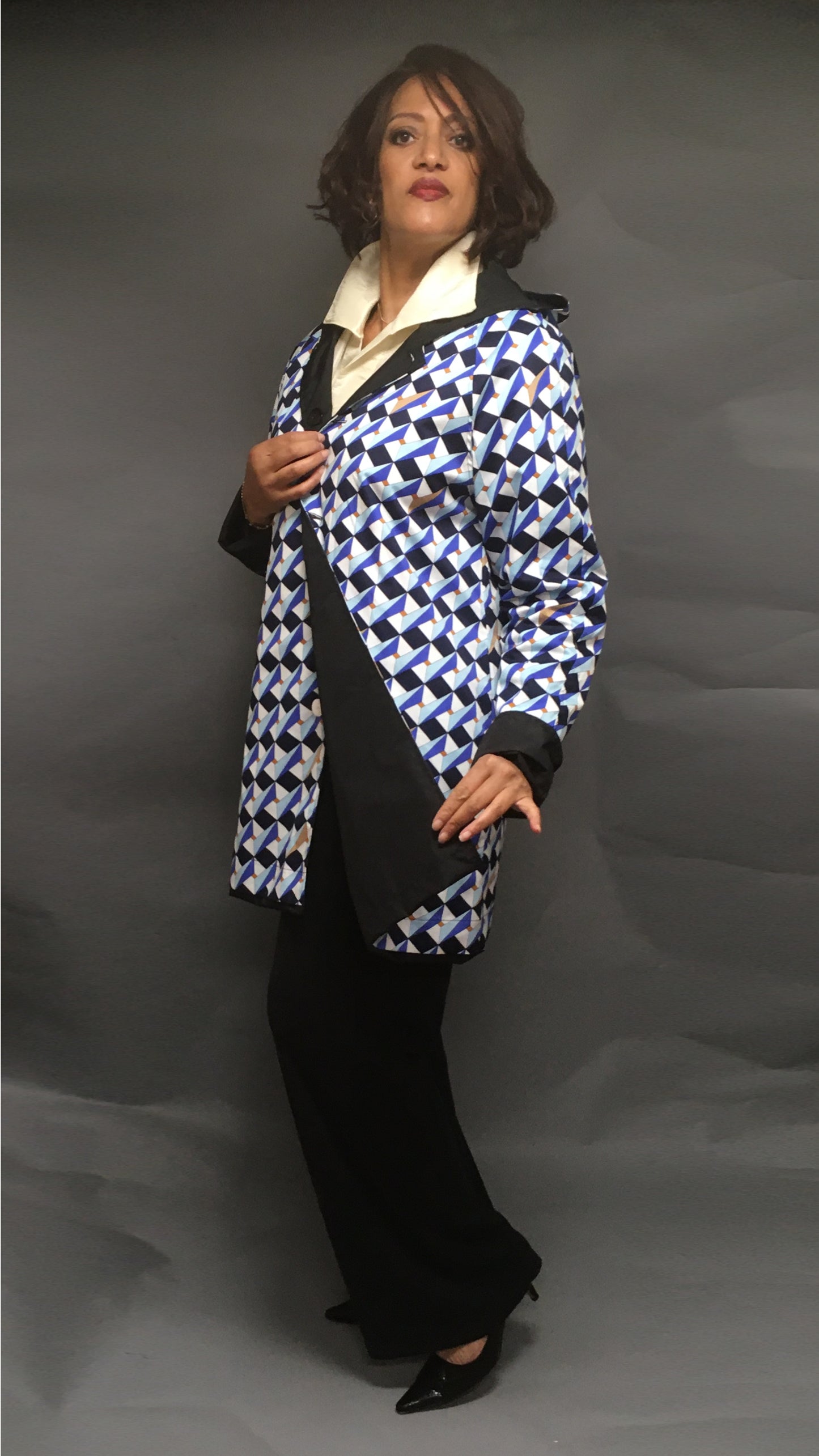 Women's Black Outer Reversible All-Weather Coat (RR/C 0614A)
