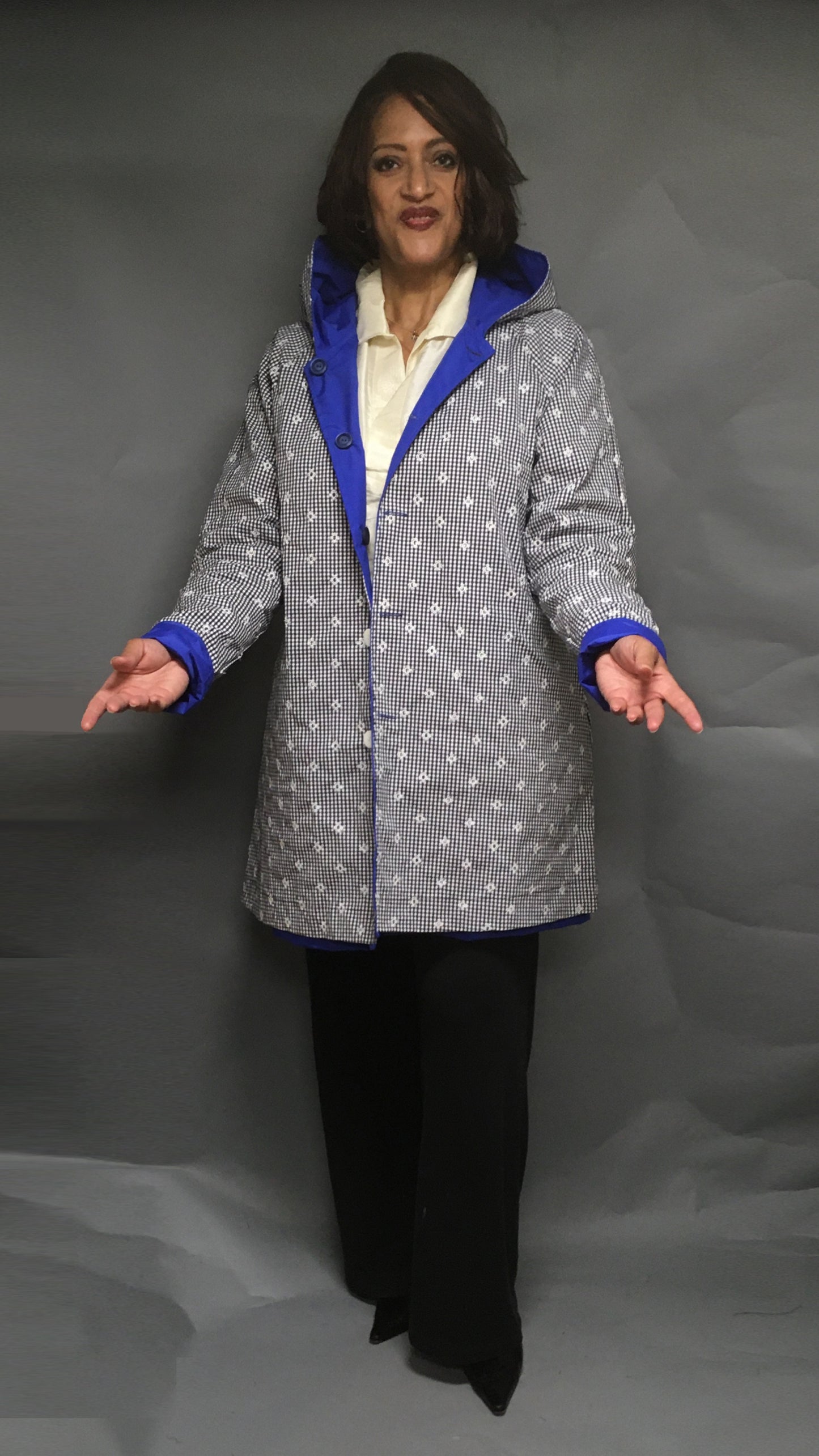 Women's Royal Blue Outer Reversible All-Weather Coat (RR/C 0614C)