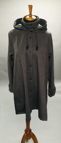 *Women's Grey Light Fleece Lined Snap Raincoat (SF0919E)