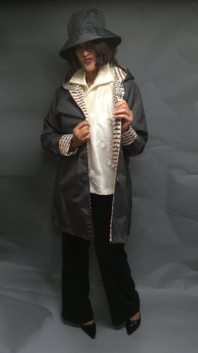 *Women's Nickel Grey Outer Reversible Raincoat (RR/C 1016B)