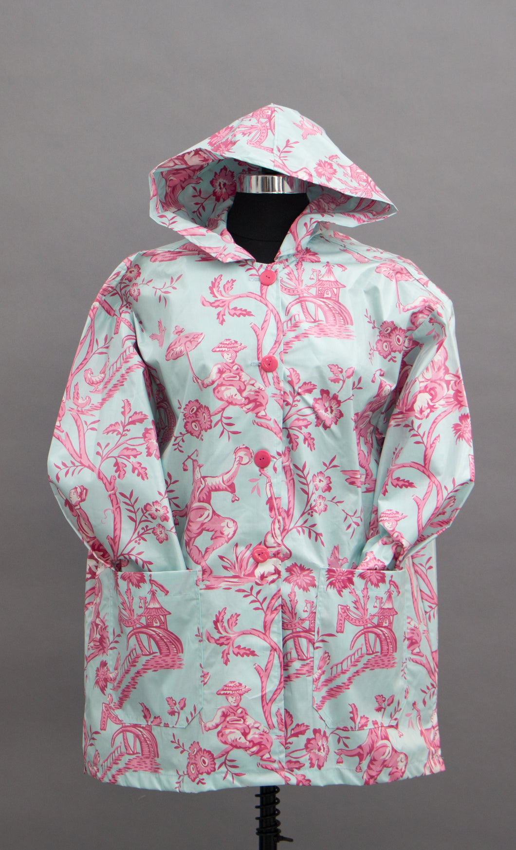 *Blue & Pink Toile Button Hoodie (RW 0913E)
