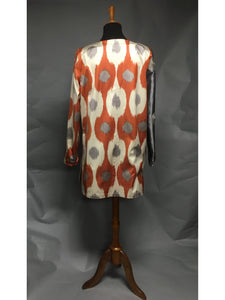 *Apricot and Gray Pieced Ikat Reversible Coat