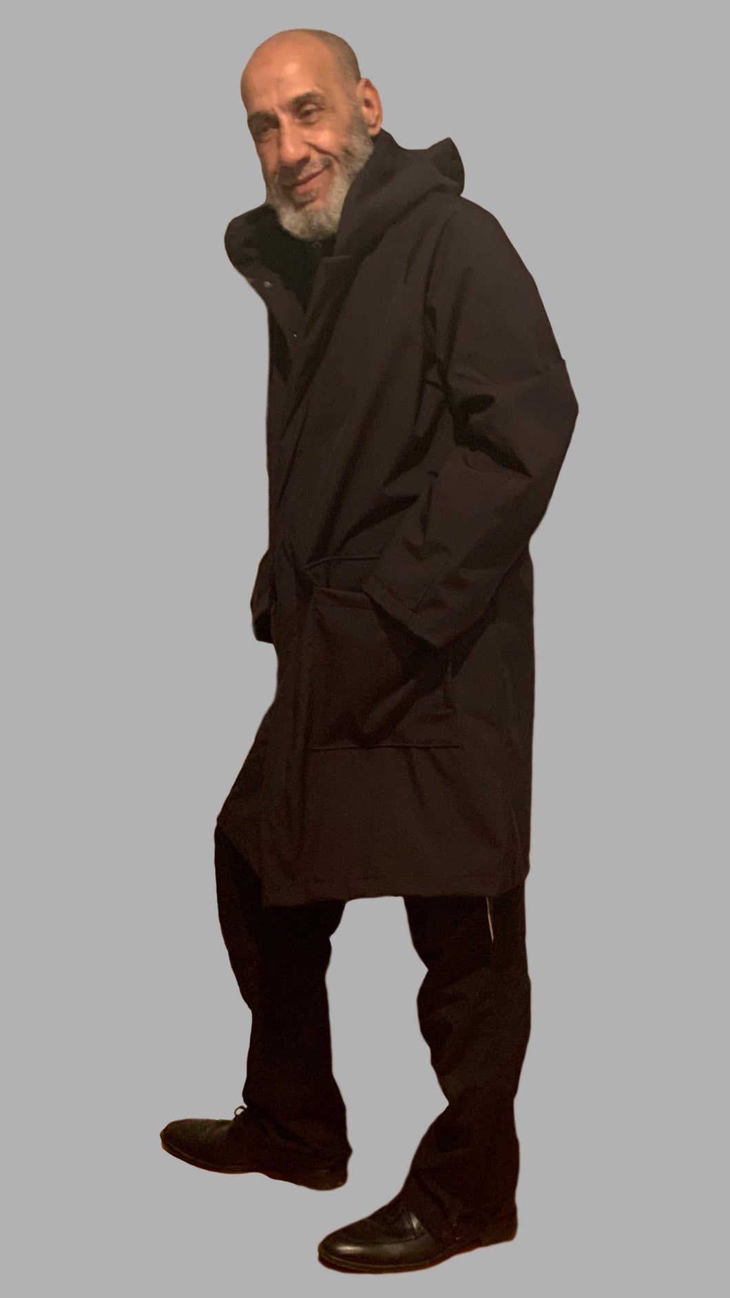 *Men's Black Mesh Lined Snap Raincoat (SM0220A)