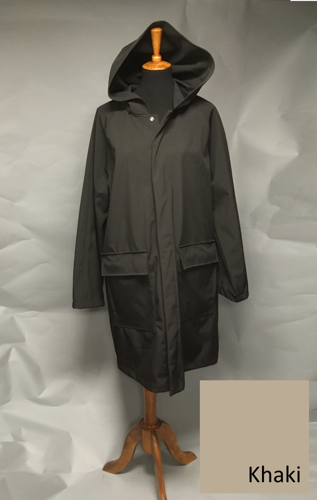 *Men's Khaki Light Fleece Lined Snap Raincoat (SF0919F)