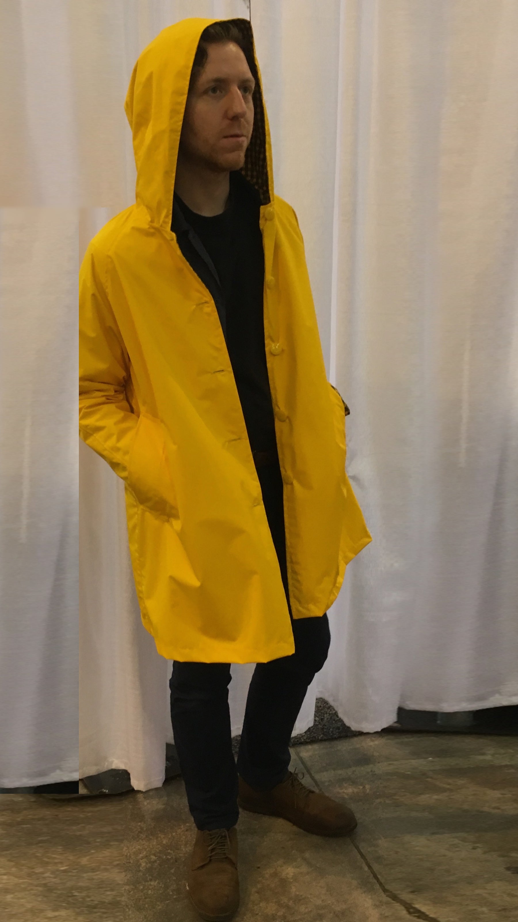 Yellow Men's Raincoat, S XL Sizes, Large Raincoat for Men, Travel Jacket,  Raincoat Packable 