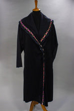 Load image into Gallery viewer, *Navy Cashmere Coat with Inset Silk Trim