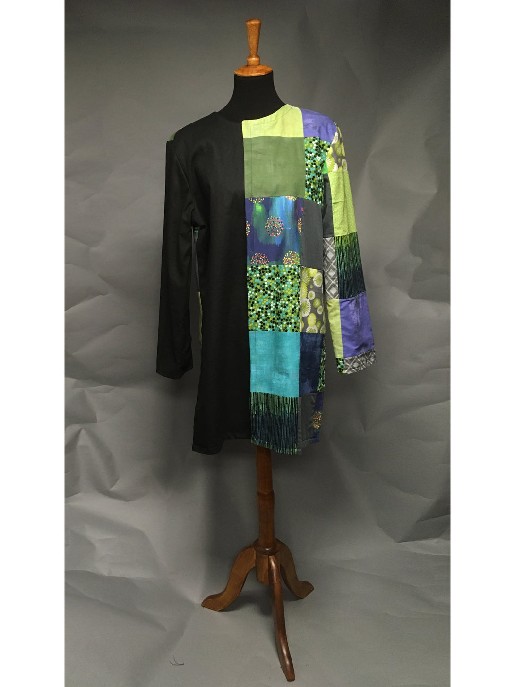 *Pieced Cotton Reversible Coat in Lime and Turquoise