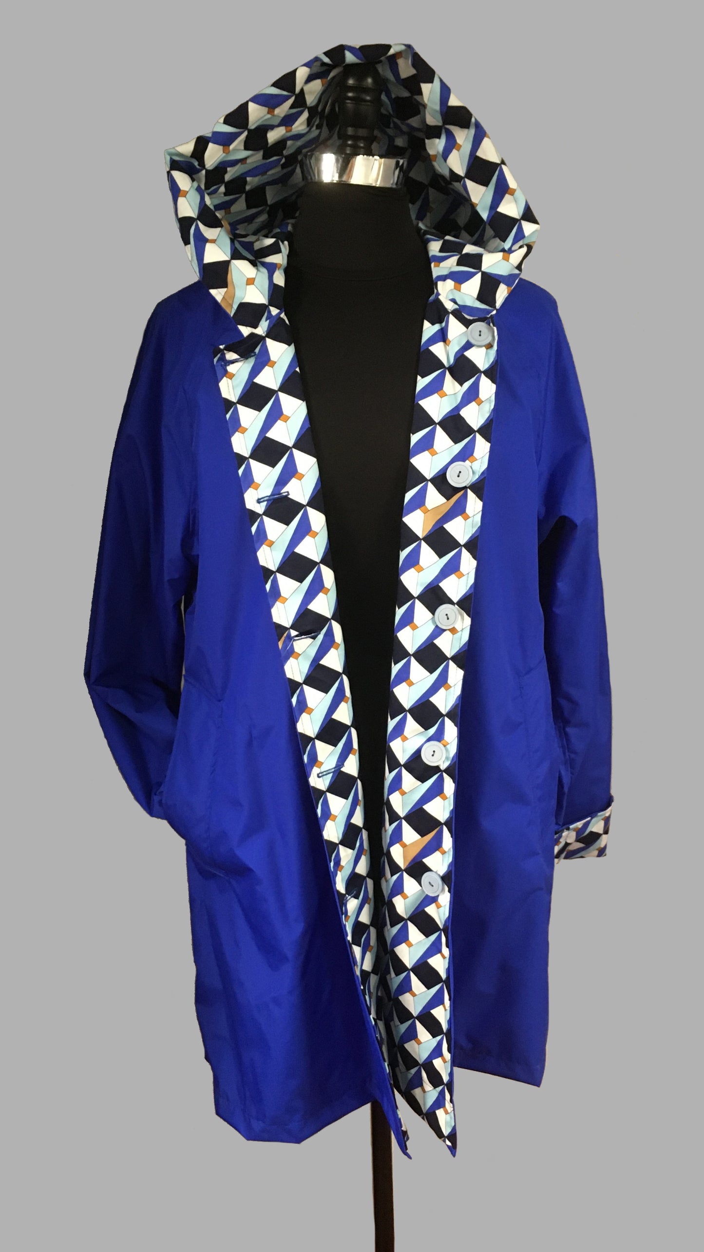 Women's Royal Blue Outer Reversible All-Weather Coat (RR/C 0614C)